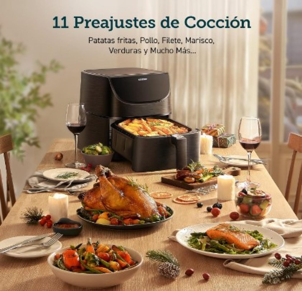 COSORI Freidora de Aire 5.5 L - Air Fryer sin aceite, 1700W, Rapid Air, 55% Menos Energía, 13 Modos, Panel Táctil, Acero Inox Interior, Hasta 205 °C y 60 Min